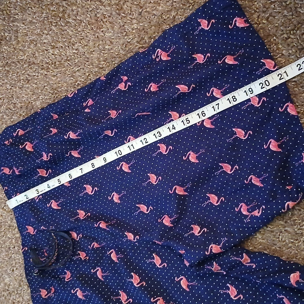 Navy Flamingo Print Swim Trunks - Picture 11 of 12